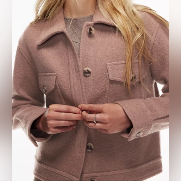 Aritzia Wilfred Cropped Ganna Autumn Wool Shacket - Mauve Jacket Coat - Picture 3 of 11